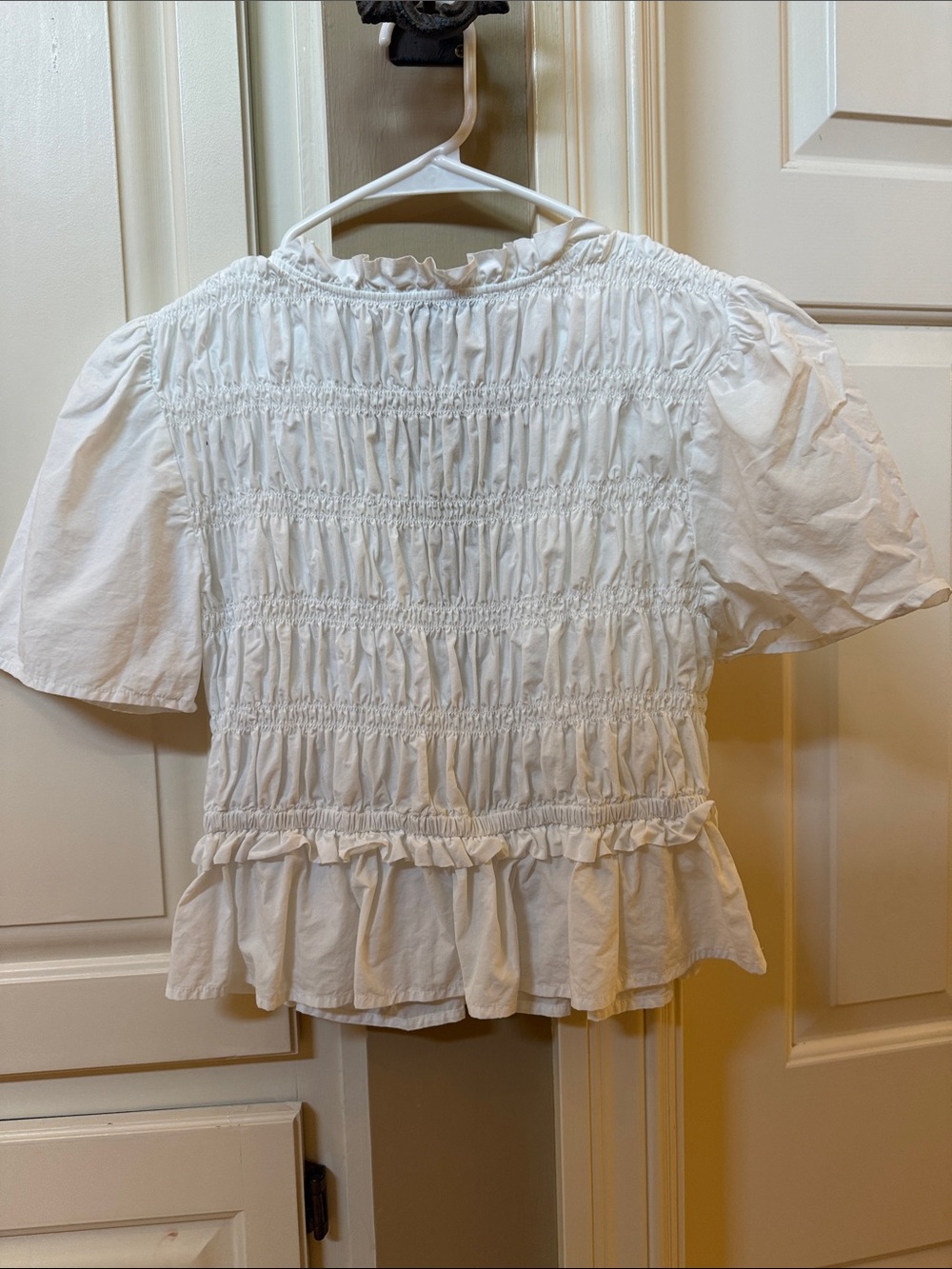 Rails Portia White Smocked Peplum Tie-Front Blouse - Picture 3 of 4